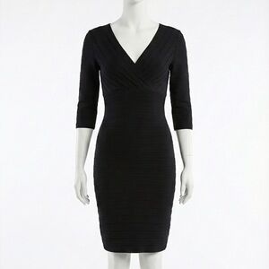 Adrianna Papell Tiered Bandage Black Dress